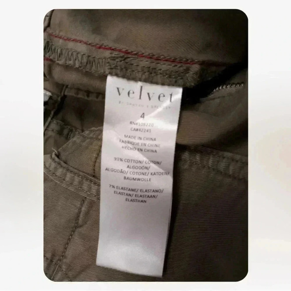 Velvet By Graham & Spencer Khaki Green Raw Hem Straight Leg Size 4 - Picture 9 of 10